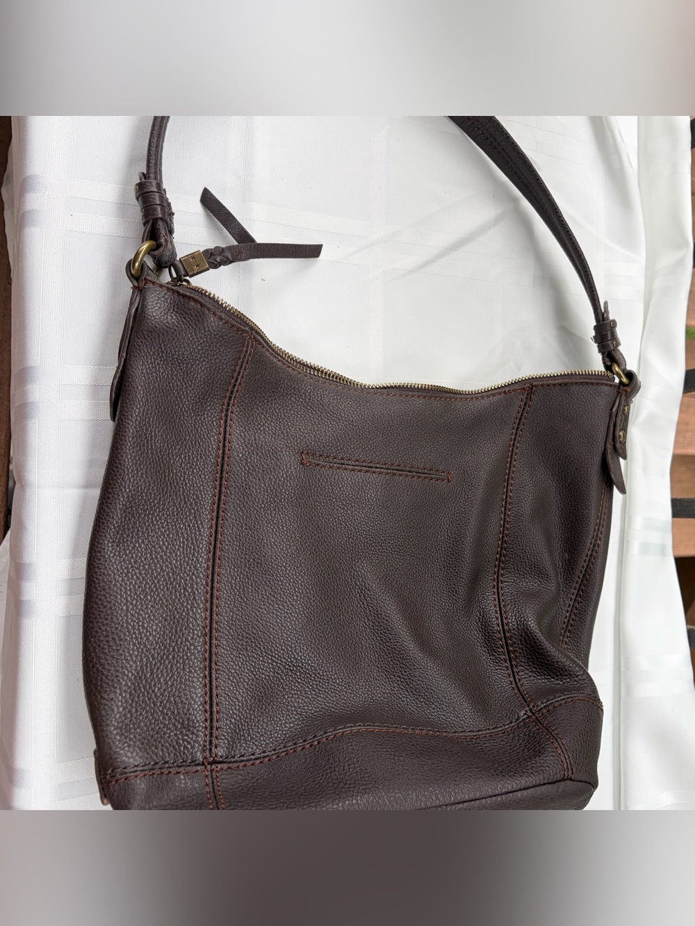 The Sak Dark Brown Pebbled Leather Shoulder Bag - Picture 7 of 7